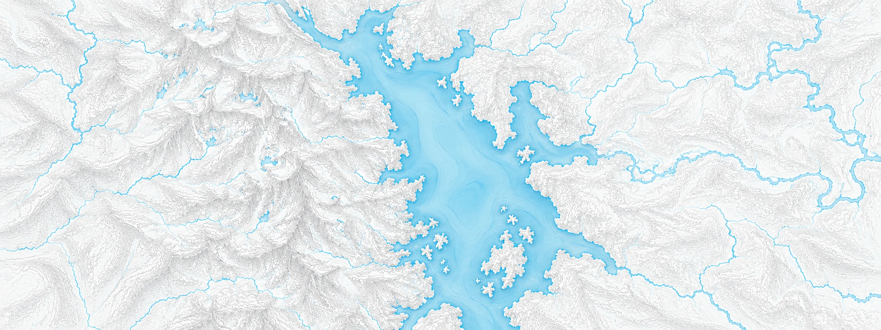 Illustrated cartographic portrait of Jackson Lake